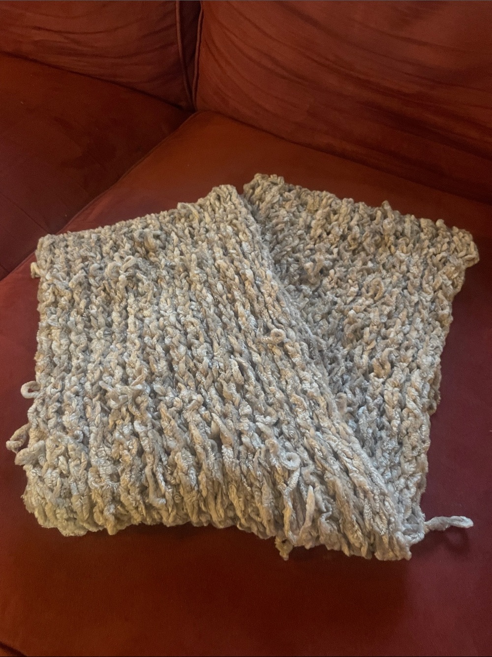 Soft Chunky Knit Scarf Wrap in Light Gray